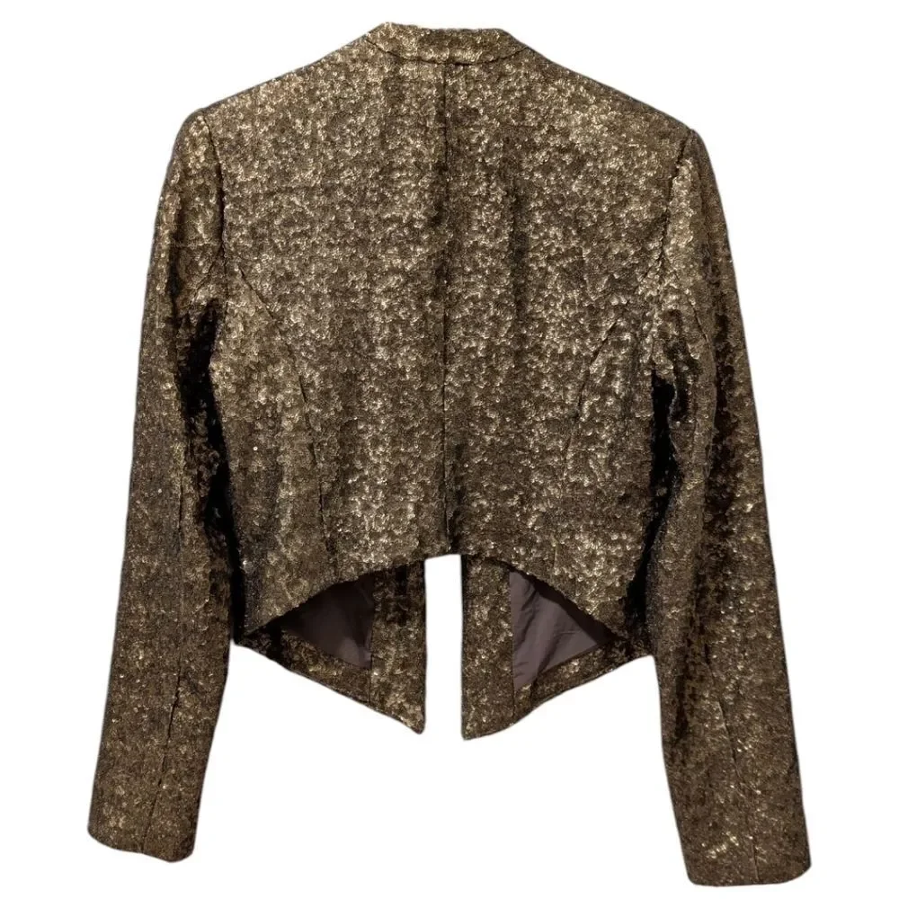 Jessica Simpson Gold Sequin Open-Front Leonie Jacket - Women's Size L - NWT